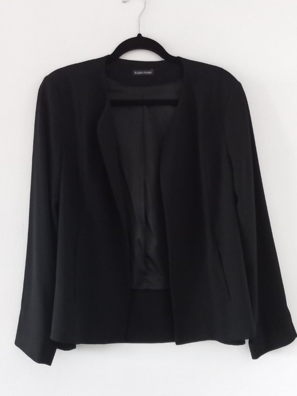 EILEEN FISHER black collarless blazer